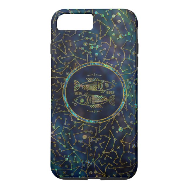 Pisces Zodiac Gold Abalone on Constellation Case-Mate iPhone Case (Back)