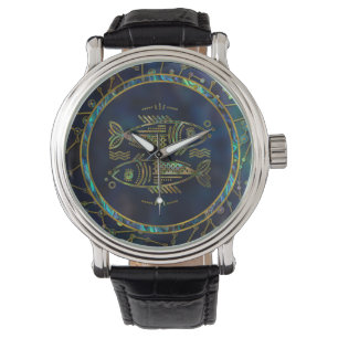 Pisces Zodiac Gold Abalone on Constellation Watch