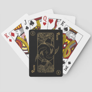 Pisces Zodiac Gold and Black Design  Playing Cards