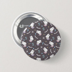 Pisces Zodiac Harmony: Bunny Mermaids Pattern 6 Cm Round Badge