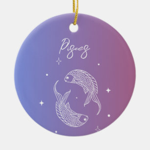 Pisces zodiac horoscope star sign gradient ceramic tree decoration