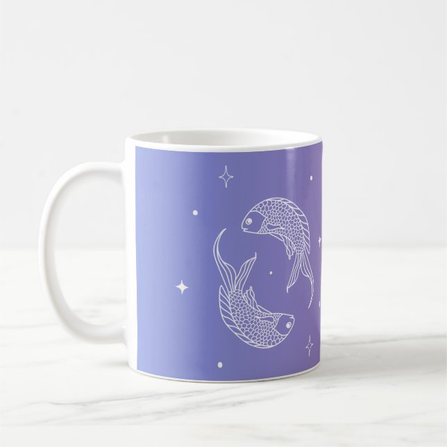 Pisces zodiac horoscope star sign gradient coffee mug (Left)