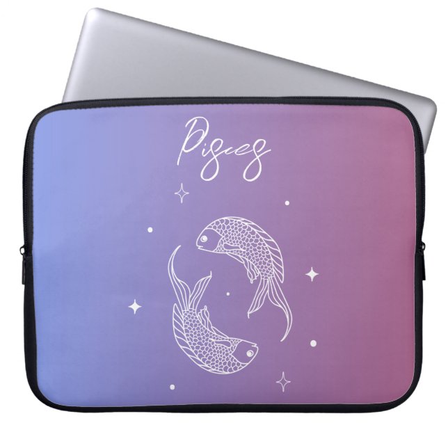 Pisces zodiac horoscope star sign gradient laptop sleeve (Front)