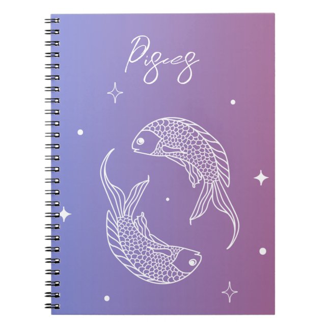 Pisces zodiac horoscope star sign gradient notebook (Front)