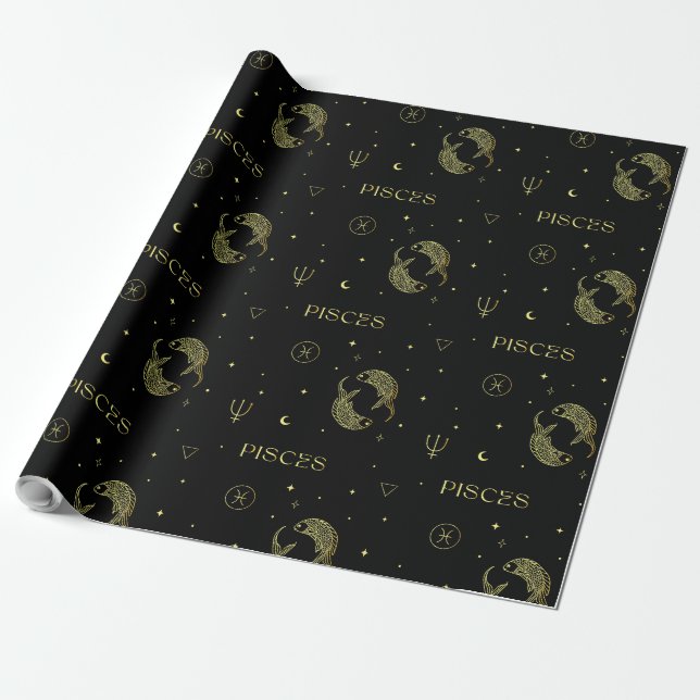 Pisces zodiac horoscope star sign gradient wrapping paper (Unrolled)
