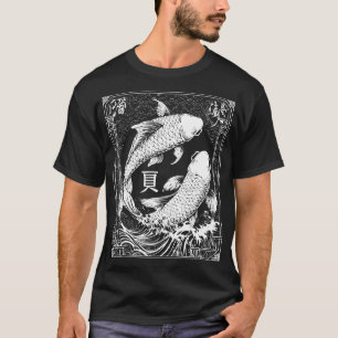 Pisces Zodiac Japanese Art   Dual Koi Fish Eastern T-Shirt