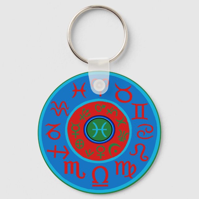 Pisces Zodiac Key Ring (Front)