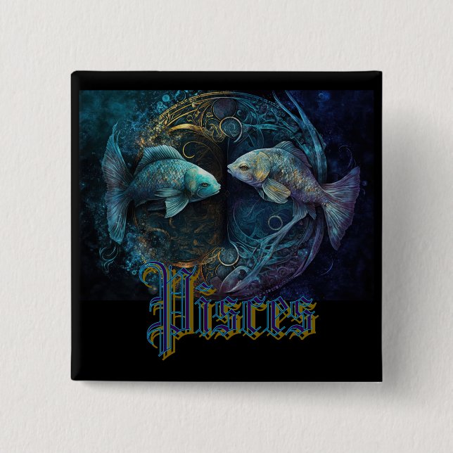 Pisces Zodiac Sign 15 Cm Square Badge (Front)