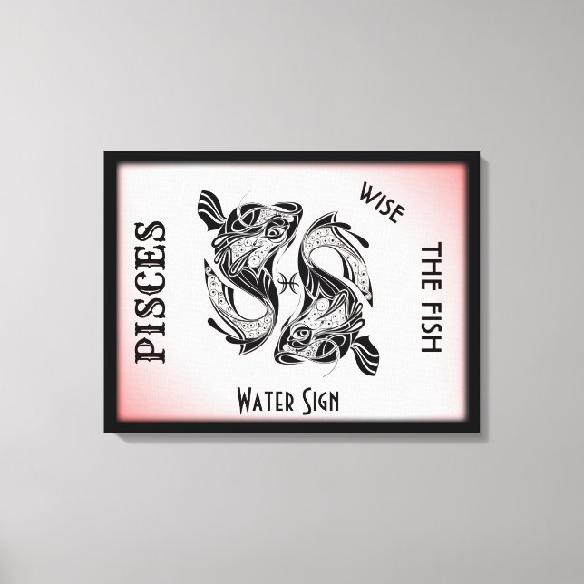 Pisces Zodiac Sign and Symbol Wrapped Canvas (Front)
