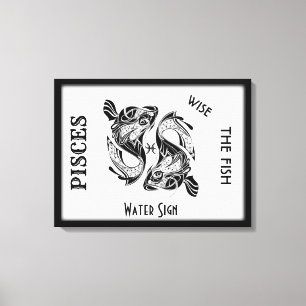 Pisces Zodiac Sign and Symbol Wrapped Canvas