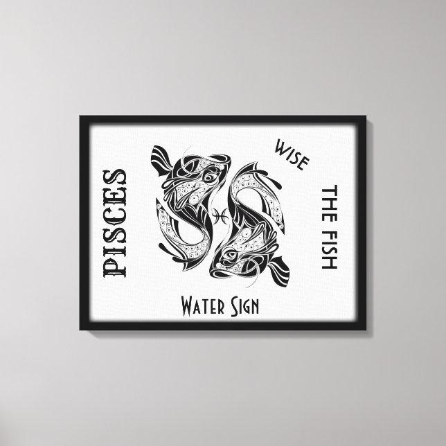 Pisces Zodiac Sign and Symbol Wrapped Canvas (Front)