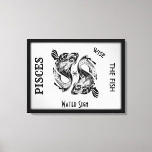 Pisces Zodiac Sign and Symbol Wrapped Canvas