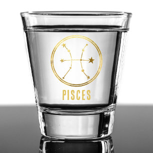 Pisces Zodiac Sign Astrology Horoscope Gold Shot Glass