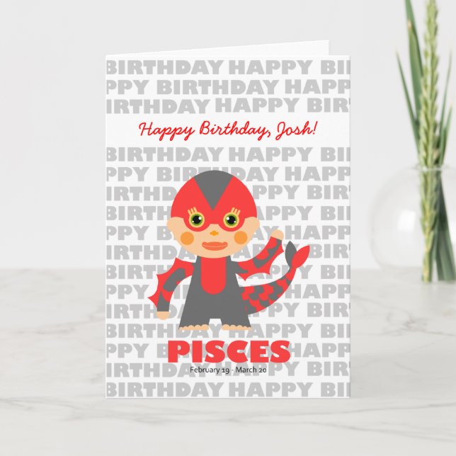 Pisces Zodiac Sign Birthday Card (Front)