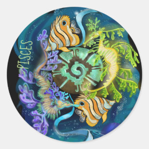 Pisces Zodiac Sign Classic Round Sticker