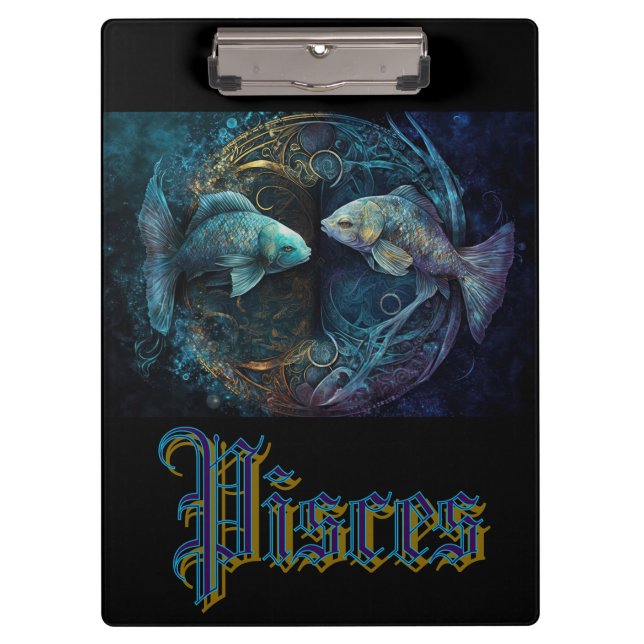 Pisces Zodiac Sign Clipboard (Front)