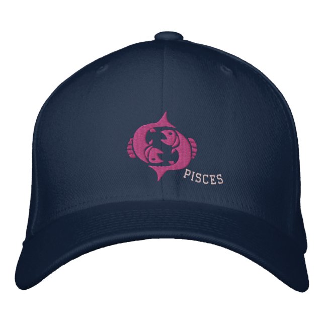 Pisces Zodiac Sign Embroidery Feb 19 - March 20 Embroidered Hat (Front)