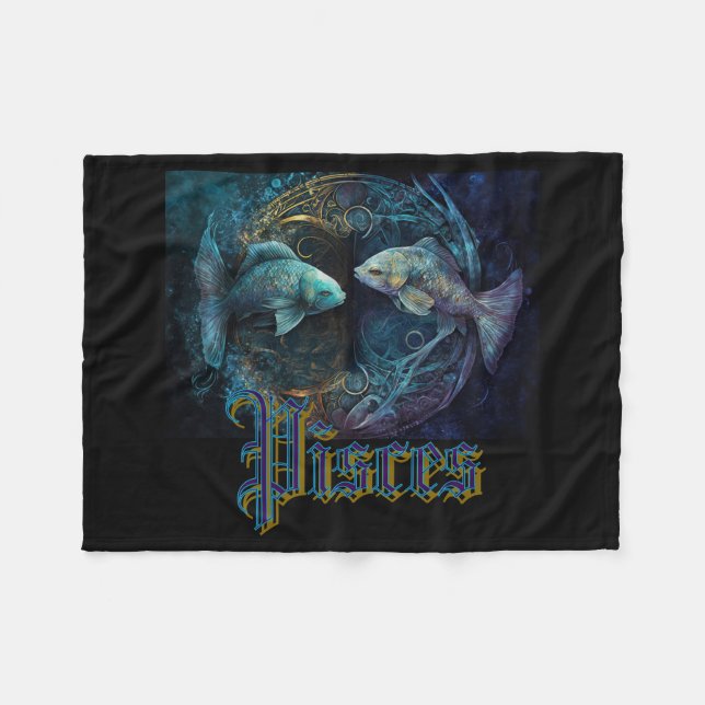 Pisces Zodiac Sign Fleece Blanket (Front (Horizontal))