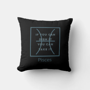 Pisces Zodiac Sign Fun Quote Modern Blue Text Cushion