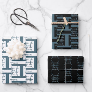 Pisces Zodiac Sign Fun Quote Modern Blue Text Wrapping Paper Sheet