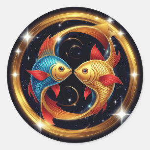 Pisces Zodiac Sign in a Cosmic Artistic Style Classic Round Sticker