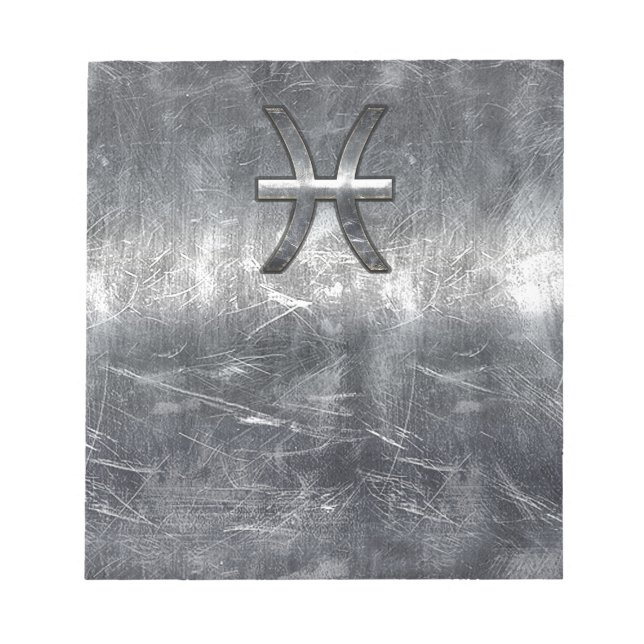 Pisces Zodiac Sign in grunge steel style decor Notepad (Front)