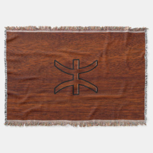 Pisces Zodiac Sign in Mahogany Wood Style Throw Blanket