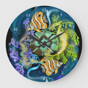 Pisces Zodiac Sign Large Clock