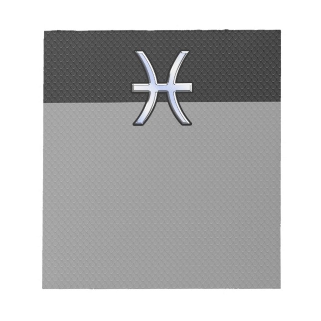 Pisces Zodiac Sign on Black Snake Skin Decor Notepad (Front)