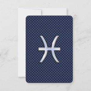Pisces Zodiac Sign on Blue Carbon Fibre Print