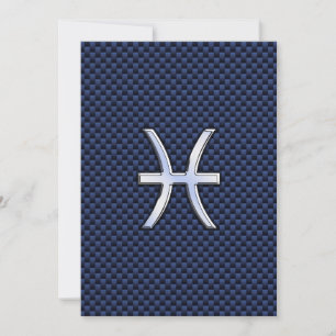 Pisces Zodiac Sign on Blue Carbon Fibre Print