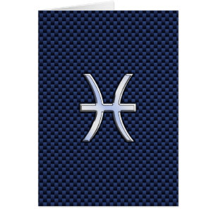 Pisces Zodiac Sign on Blue Carbon Fibre Print
