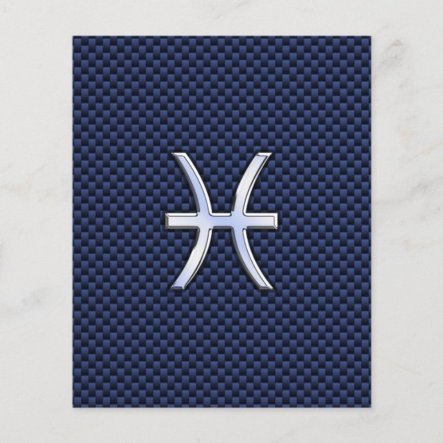 Pisces Zodiac Sign on Blue Carbon Fibre Print Flyer (Front)