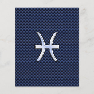 Pisces Zodiac Sign on Blue Carbon Fibre Print Flyer