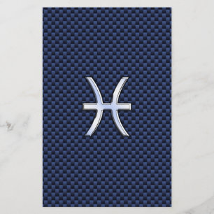 Pisces Zodiac Sign on Blue Carbon Fibre Print Flyer