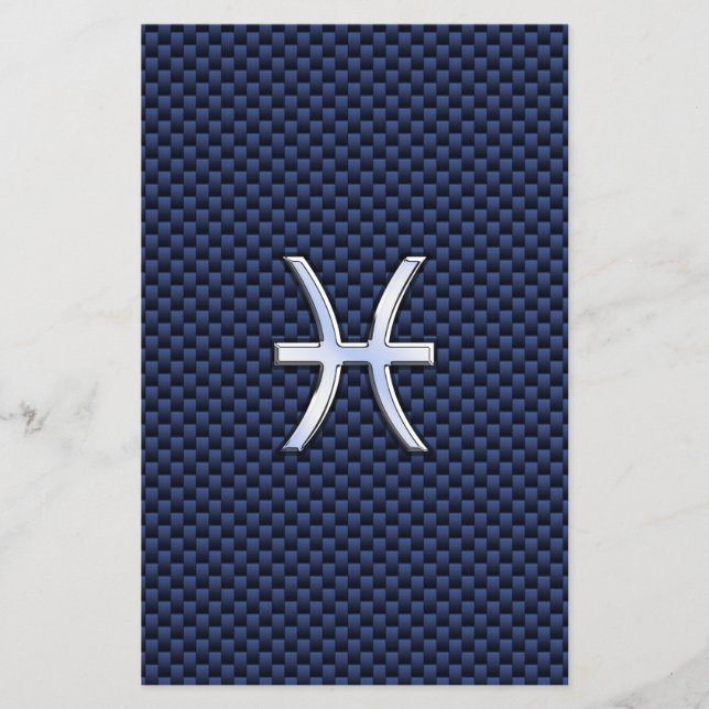 Pisces Zodiac Sign on Blue Carbon Fibre Print Flyer (Front)