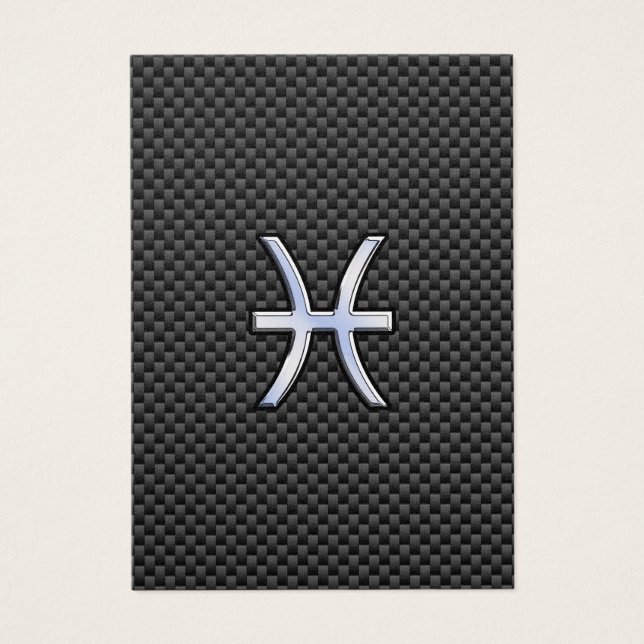 Pisces Zodiac Sign on Carbon Fiber Print (Front)