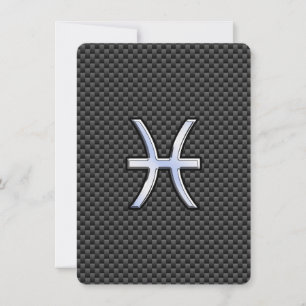 Pisces Zodiac Sign on Carbon Fibre Print