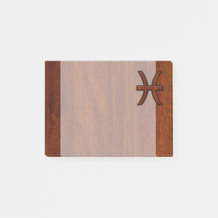 Pisces Zodiac Sign Rich Mahogany wood grain style Post-it Notes