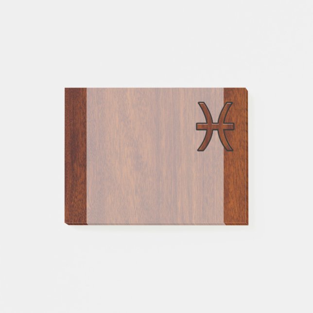 Pisces Zodiac Sign Rich Mahogany wood grain style Post-it Notes (Front)