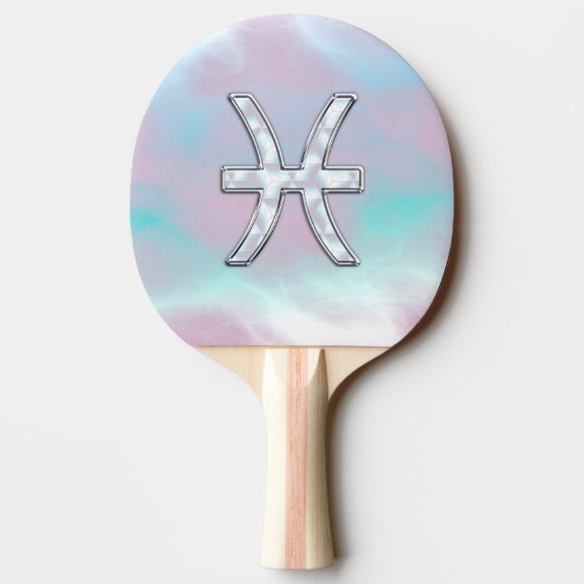 Pisces Zodiac Sign Stylish Mother of Pearl Ping Pong Paddle (Back)