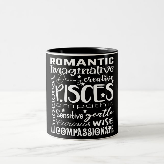 Pisces Zodiac Sign Traits Two-Tone Coffee Mug (Center)