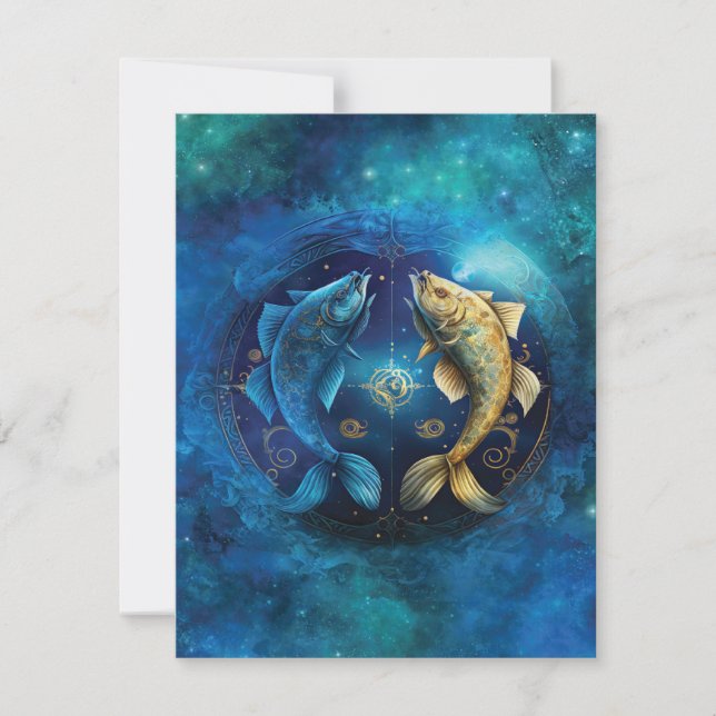 Pisces Zodiac Sign Watercolor Design Card (Front)