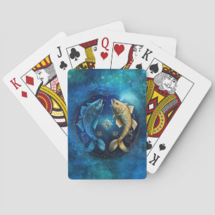 Pisces Zodiac Sign Watercolor Design Playing Cards