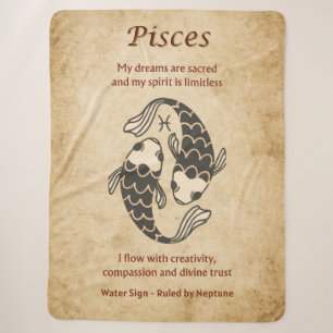 Pisces Zodiac Sign with Affirmations Sherpa Blanket