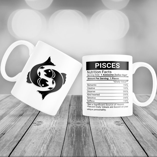 Pisces Zodiac Sign with Nutrition Facts, Large Coffee Mug (Creator Uploaded)