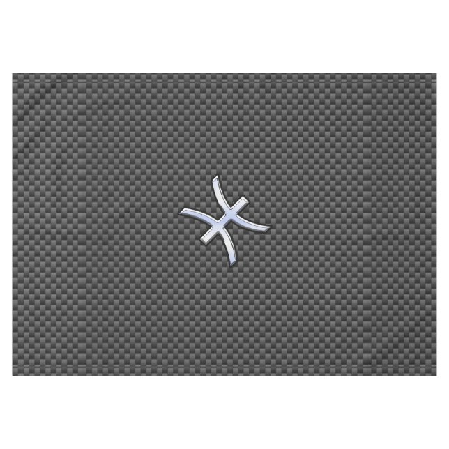 Pisces Zodiac Silver Symbol Carbon Fibre Style Tablecloth (Front (Horizontal))