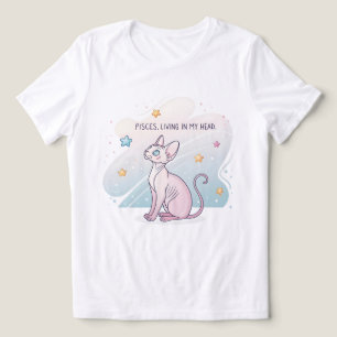 Pisces Zodiac Sphynx Cat Living Head Art Tri-Blend Shirt