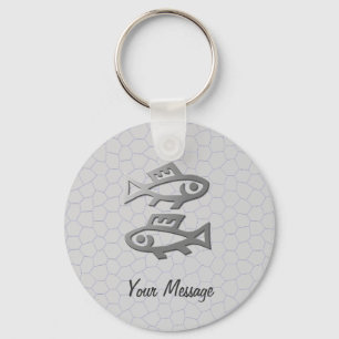 Pisces Zodiac Star Sign In Light Silver Key Ring
