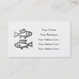 Pisces Zodiac Star Sign In Light Silver On Gold Business Card